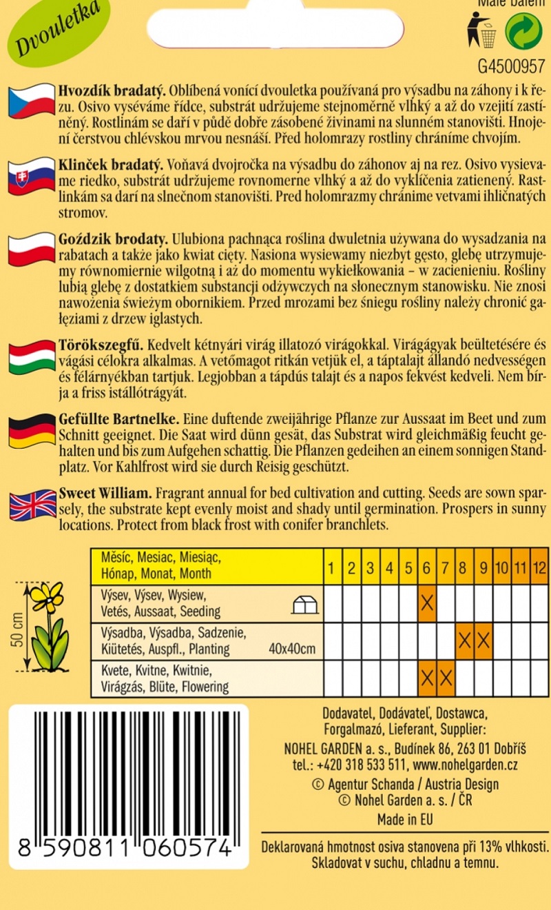 Hvozdík bradatý vysoký jednoduchý směs (semena)